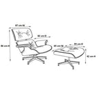 Charles Eames Inspired Lounge Chair & Ottoman - Ash Wood | White