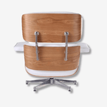 Charles Eames Inspired Lounge Chair & Ottoman - Ash Wood | White