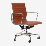 Eames Style EA117 Office Chair – Low Back Ribbed Chocolate Brown Leather
