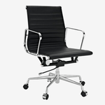 Eames Style EA117 Office Chair – Low Back Ribbed Tan Brown Leather