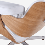 Charles Eames Fauteuil Lounge Inspiré avec Ottoman - Bois de Frêne | Blanc