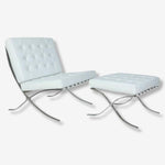Cream Barcelona Chair with Footrest - Classic Replica