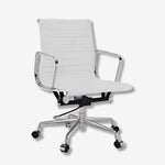 Eames Style EA117 Office Chair – Low Back Ribbed Tan Brown Leather