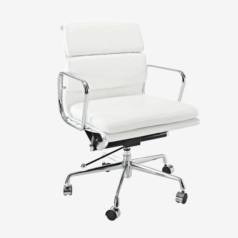 Eames Soft Pad Office Chair LOW BACK - Elegant White Office Chair Pad