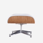 Charles Eames Inspired Lounge Chair & Ottoman - Ash Wood | White
