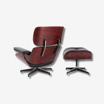 Lounge Chair Ray Eames Style - Palissandre Foncé & Cuir Noir