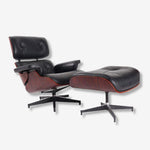 Lounge Chair Ray Eames Style - Palissandre Foncé & Cuir Noir