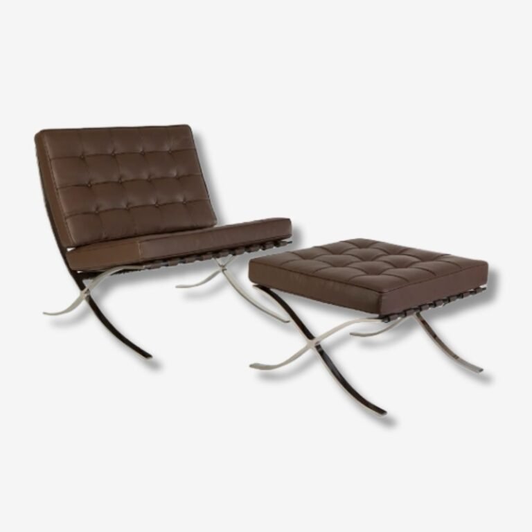 Chocolate Brown Barcelona Chair with Footrest