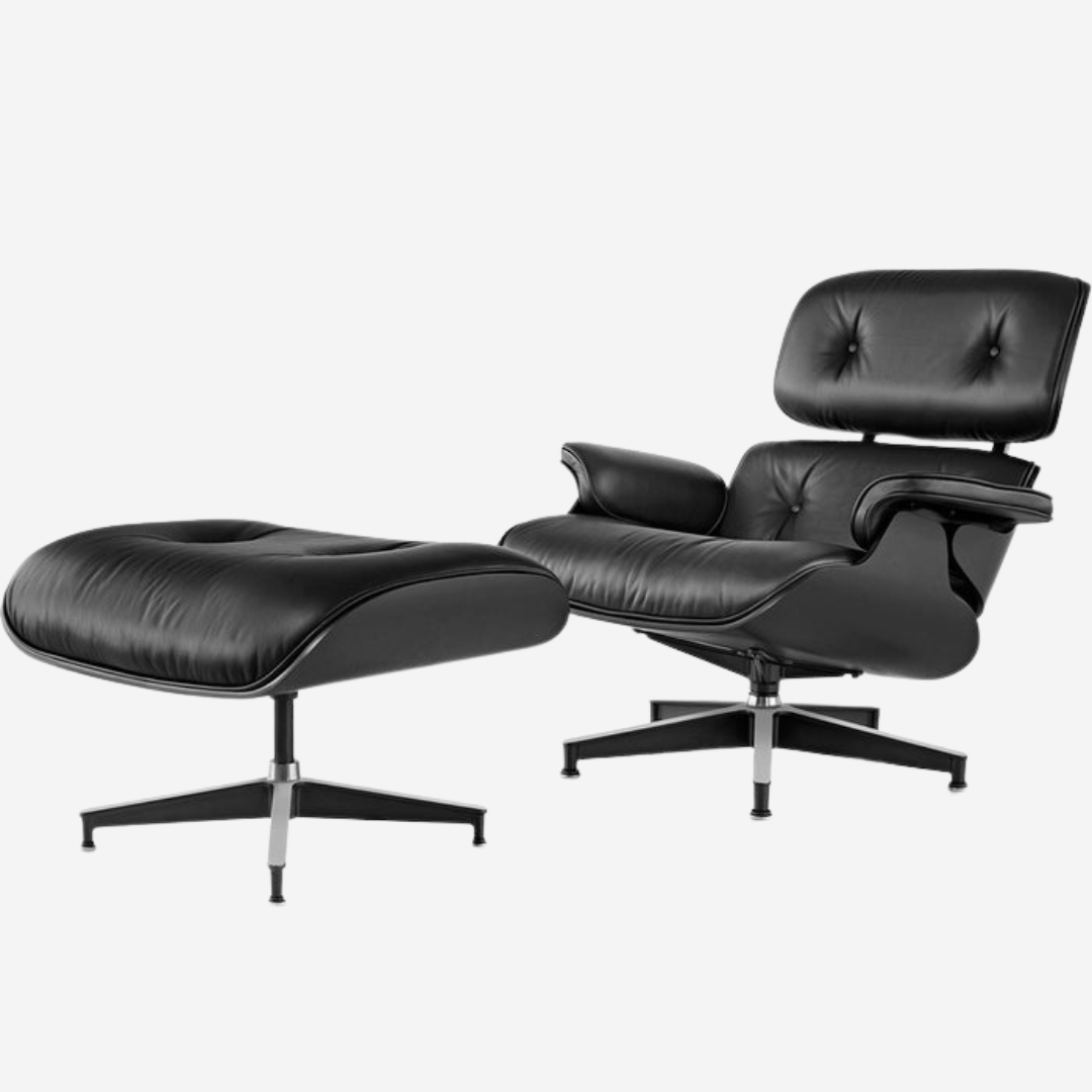 Charles Eames Lounge Chair Replica - Premium Ebony Ash Wood & Black Leather