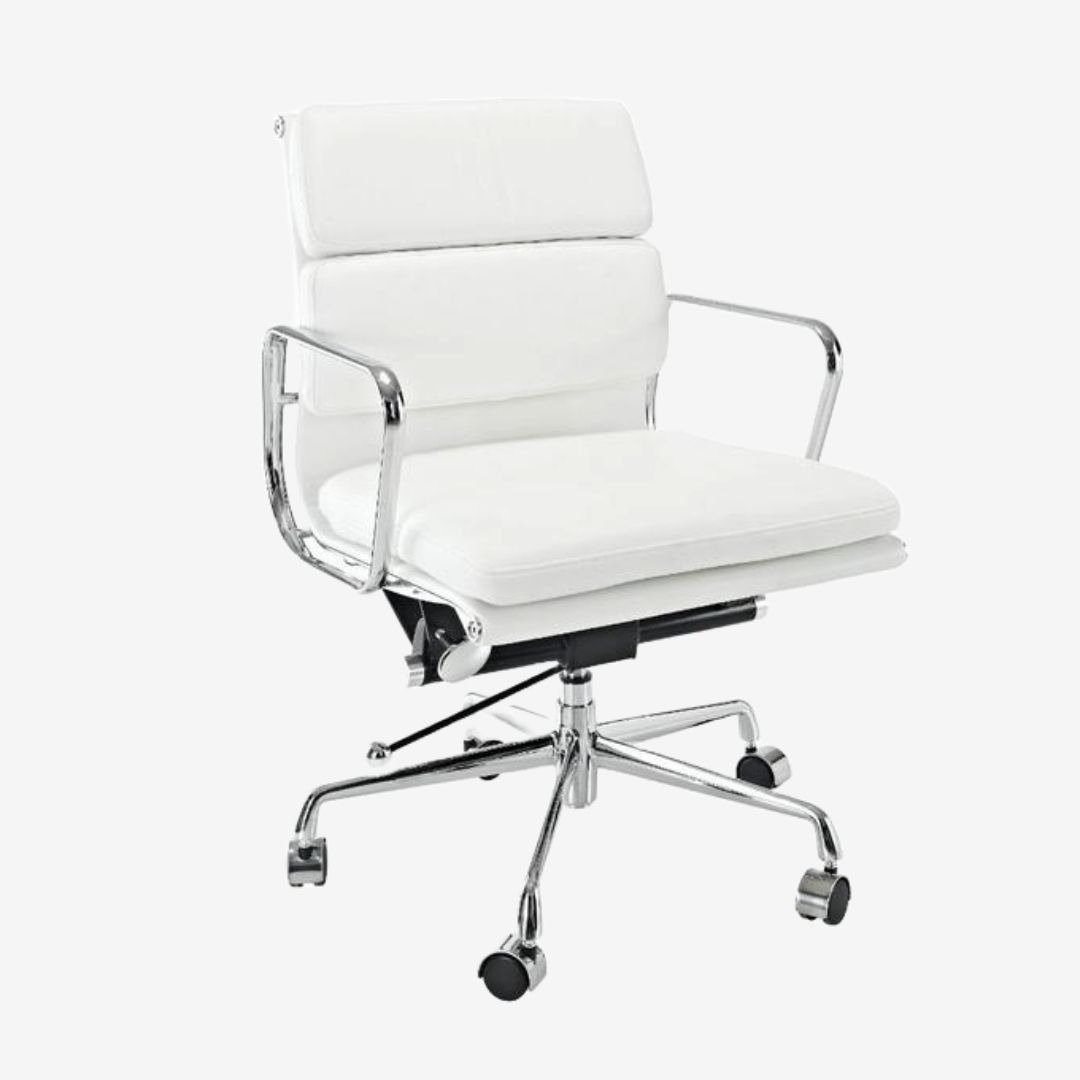 Eames Soft Pad Office Chair LOW BACK - White | Office Chair Pad