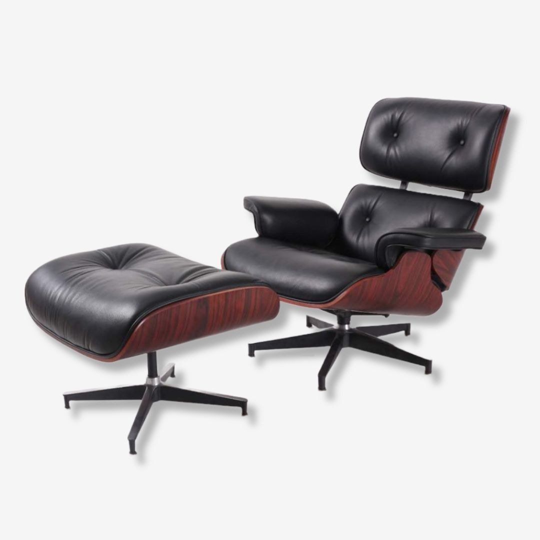 Lounge Chair Ray Eames Style - Dark Rosewood & Black | Furnish Meister